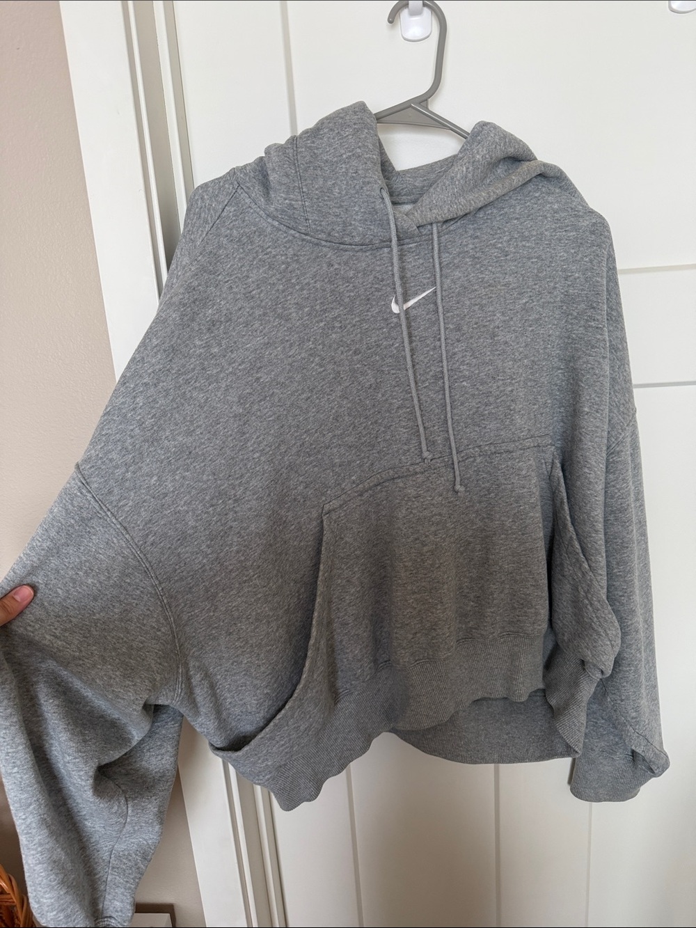 Nike Gray Cropped Pullover Hoodie